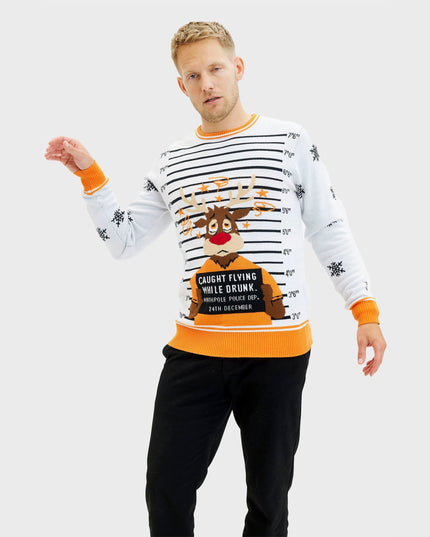 Pull de Noël Rudolph le criminel pour homme - Style familial