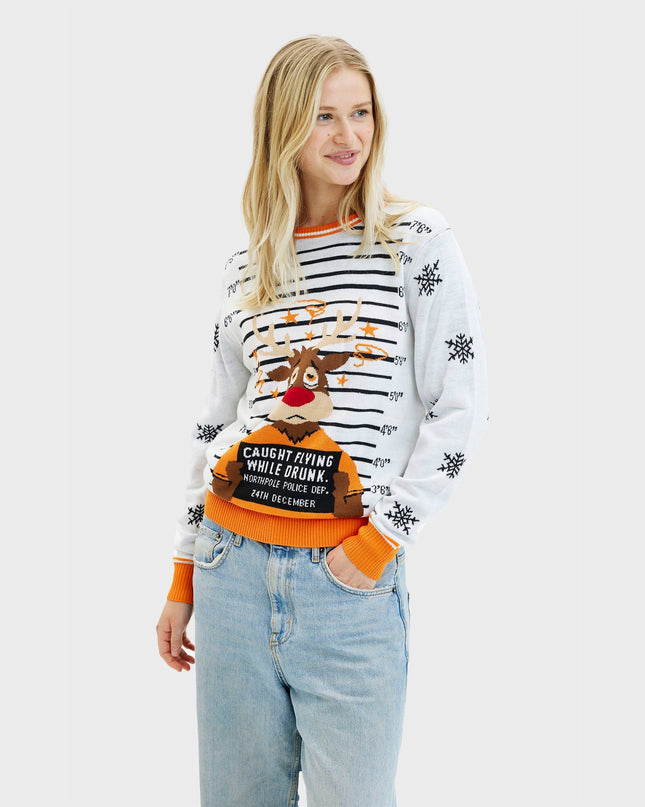 Criminal Rudolph Christmas Sweater for Women - Family Style