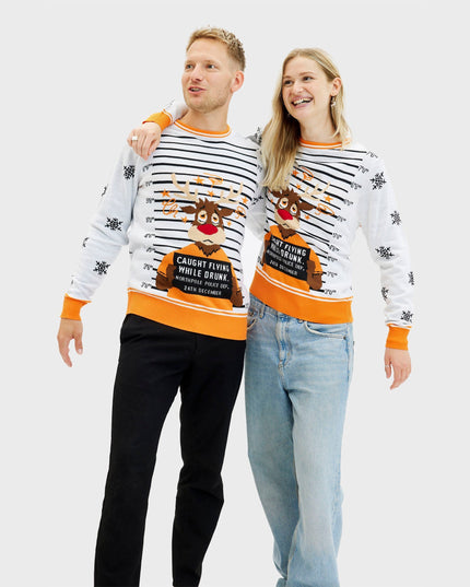 Pull de Noël Rudolph le criminel pour homme - Style familial