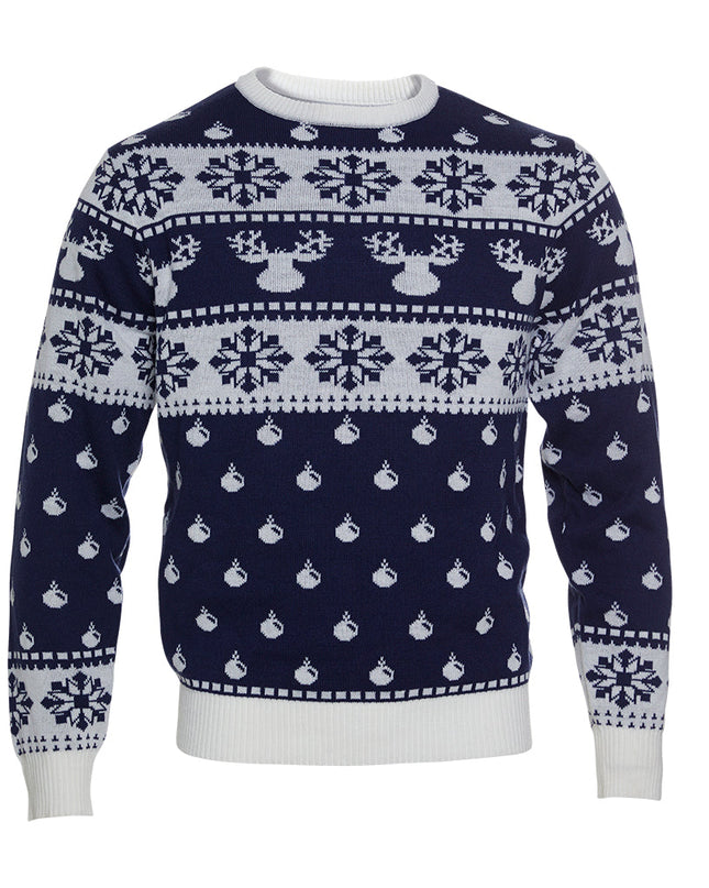 Pull de Noël bleu classique pour femme