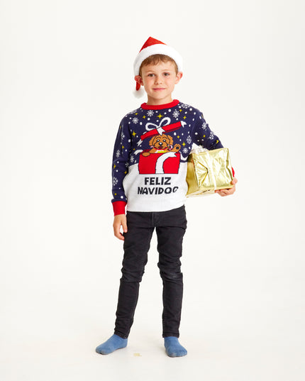 Pull de Noël Feliz Navidog pour enfants - Meilleures ventes