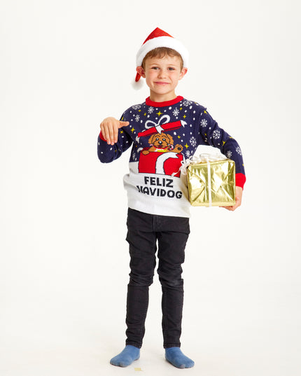 Pull de Noël Feliz Navidog pour enfants - Meilleures ventes