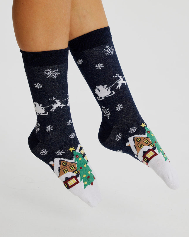 Le Père Noël arrive en ville ! Chaussettes bleu marine pour enfants