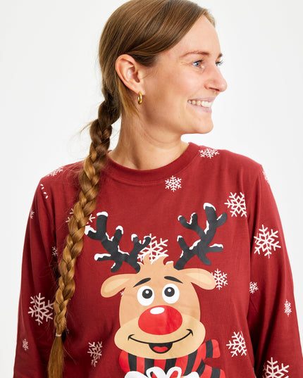 Pyjama de Noël rouge mignon de Rudolf pour femmes