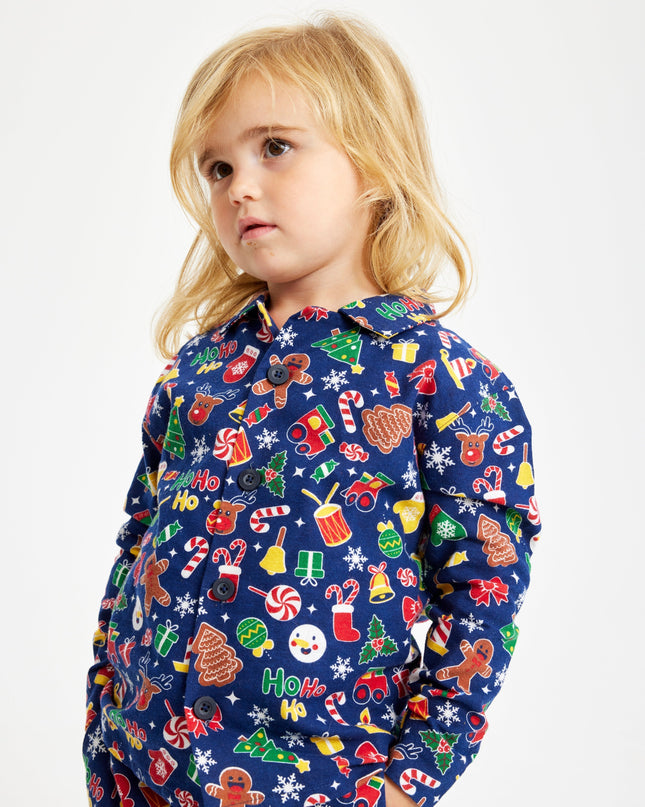 Pyjama de Noël en flanelle bleue pour enfants