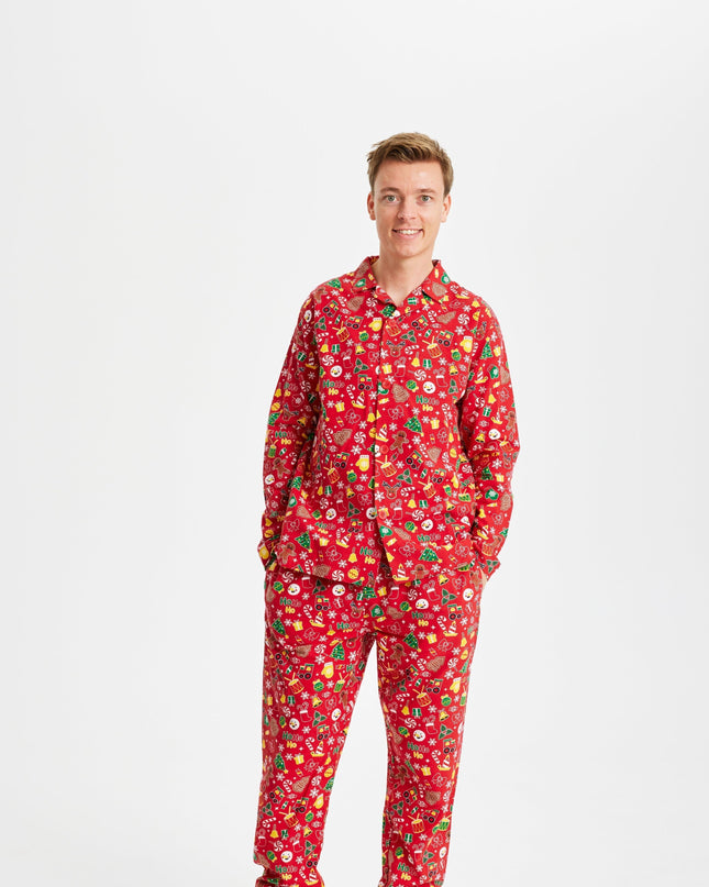 Pyjama de Noël en flanelle pour homme - Rouge fou