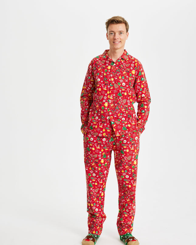 Pyjama de Noël en flanelle pour homme - Rouge fou