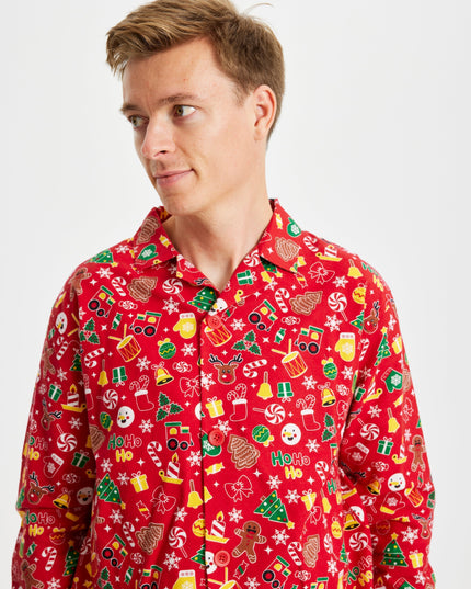 Pyjama de Noël en flanelle pour homme - Rouge fou
