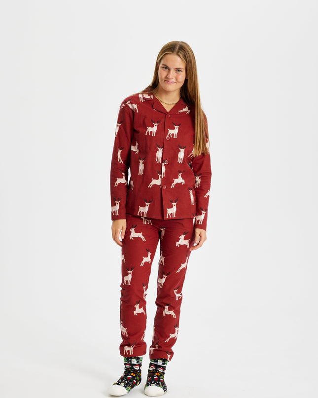 Pyjama de Noël en flanelle à motif rennes - Femme
