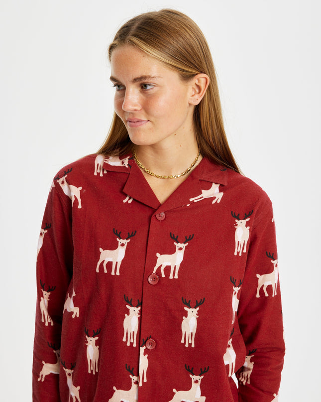 Pyjama de Noël en flanelle à motif rennes - Femme