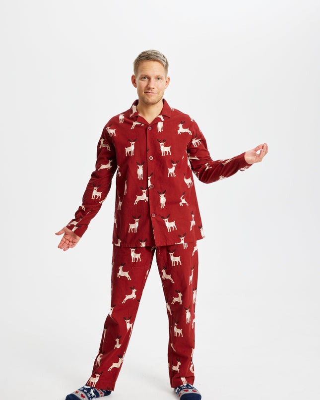Pyjama de Noël en flanelle à motif rennes - Homme