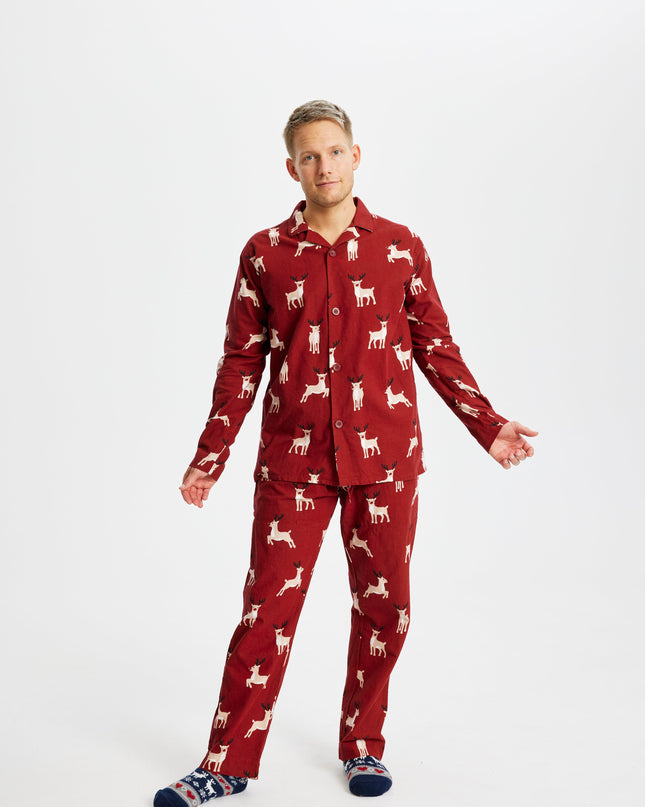 Pyjama de Noël en flanelle à motif rennes - Homme