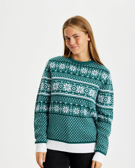 Pull de Noël vert traditionnel pour femmes