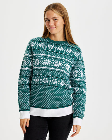 Pull de Noël vert traditionnel pour femmes
