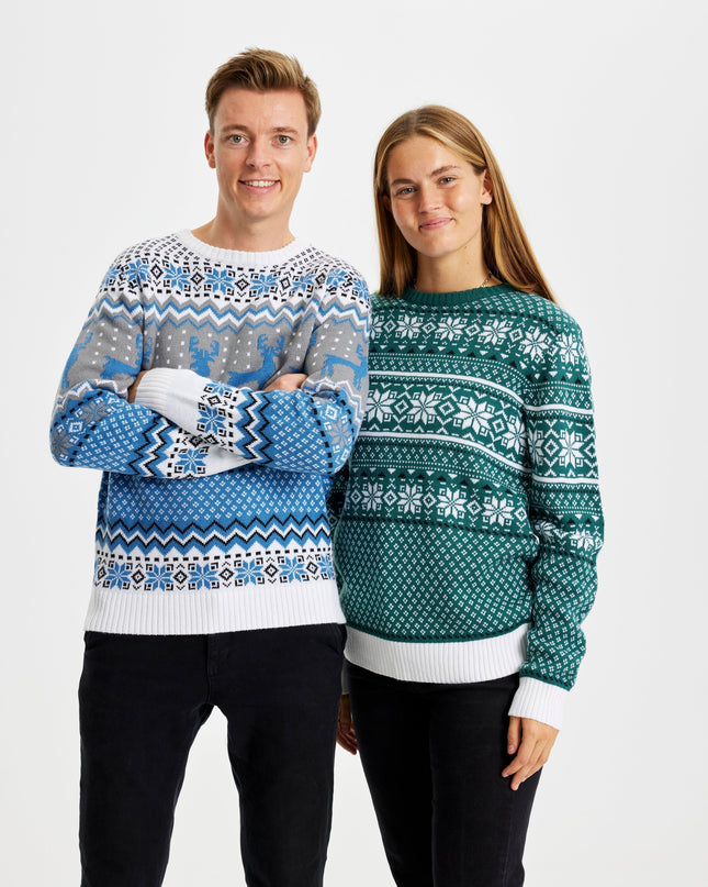 Pull de Noël vert traditionnel pour femmes