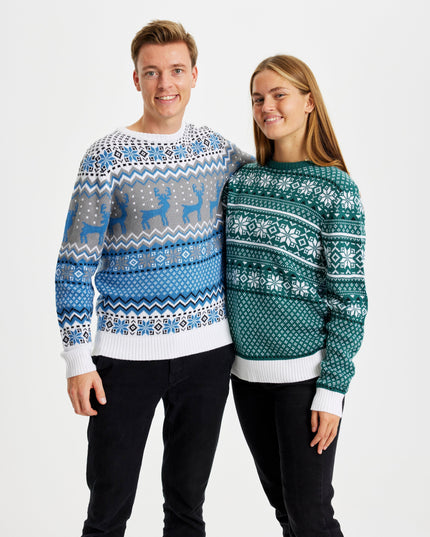 Pull de Noël vert traditionnel pour femmes