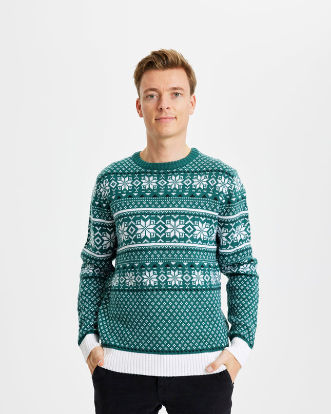 Pull de Noël vert traditionnel pour hommes