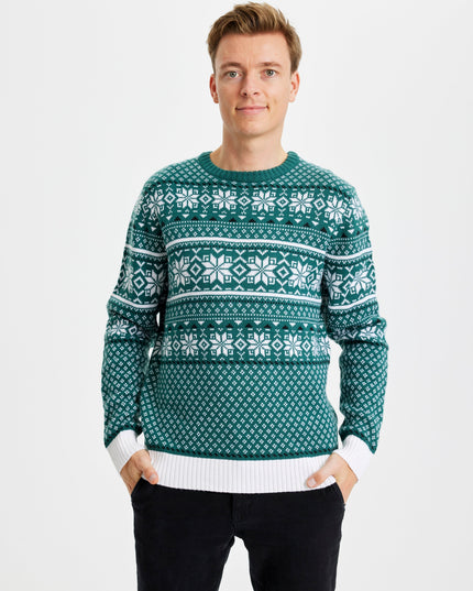 Pull de Noël vert traditionnel pour hommes