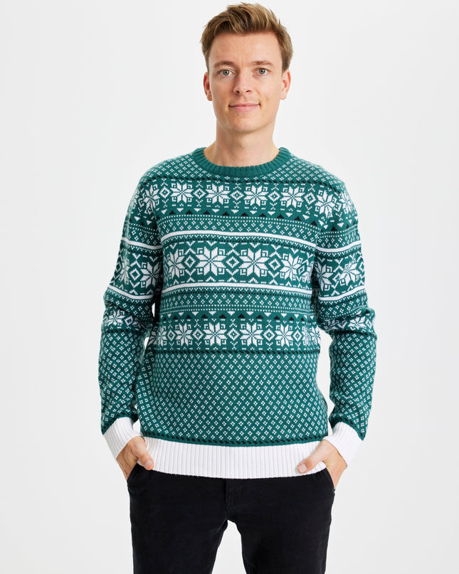 Pull de Noël vert traditionnel pour hommes