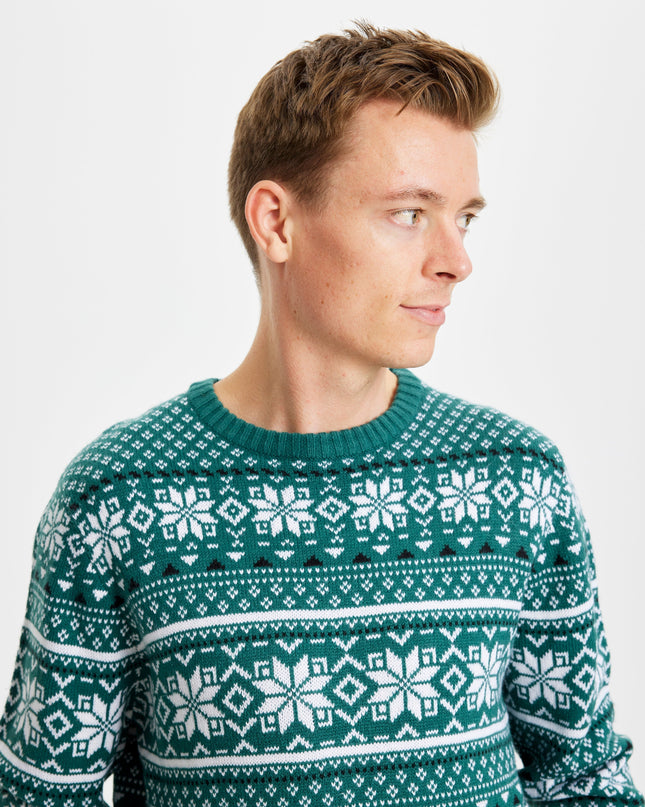 Pull de Noël vert traditionnel pour hommes