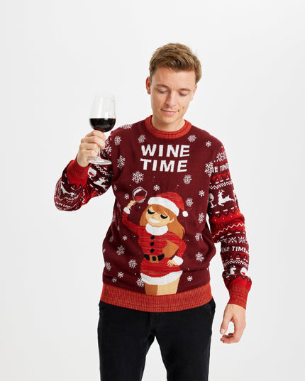 Pull de Noël « Wine Time » pour hommes