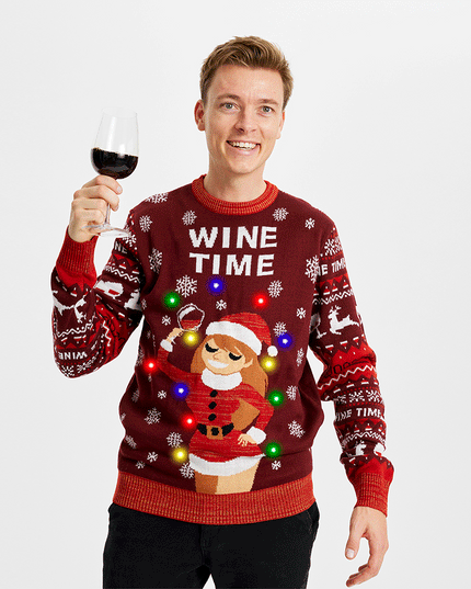 Pull de Noël « Wine Time » pour hommes