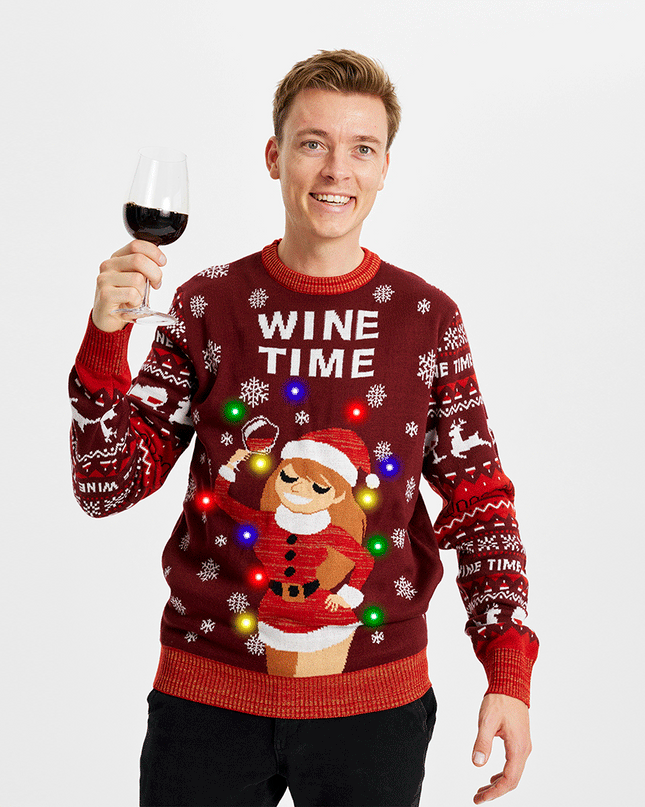 Pull de Noël « Wine Time » pour hommes
