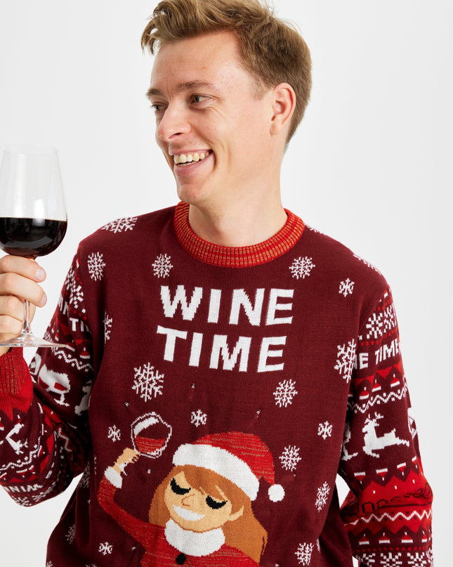 Pull de Noël « Wine Time » pour hommes