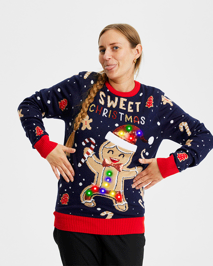 Pull mignon Cookie Man pour femmes - Pull moche lumineux