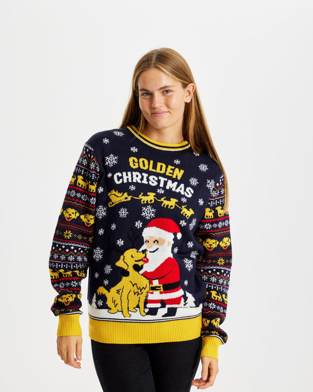 Pull de Noël doré pour femmes