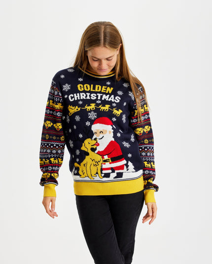 Pull de Noël doré pour femmes