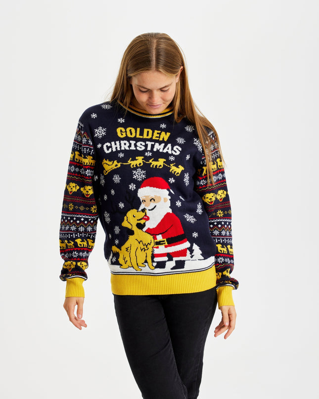 Pull de Noël doré pour femmes