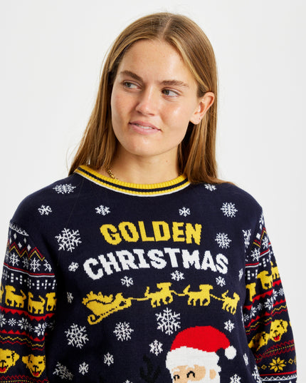 Pull de Noël doré pour femmes