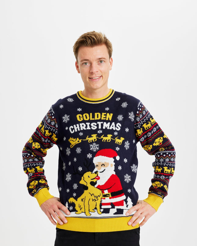 Pull de Noël doré pour hommes
