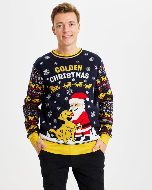Pull de Noël doré pour hommes