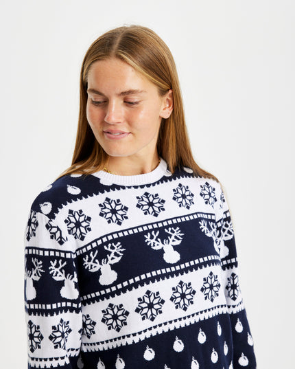 Pull de Noël bleu classique pour femme