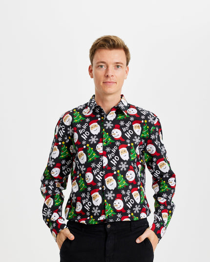 Chemise de Noël noire - Style festif