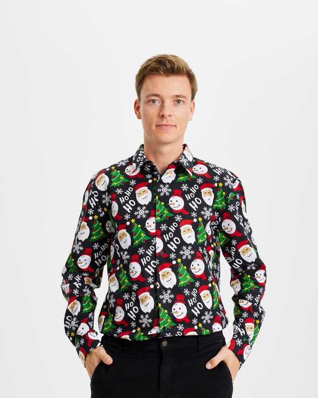 Chemise de Noël noire - Style festif