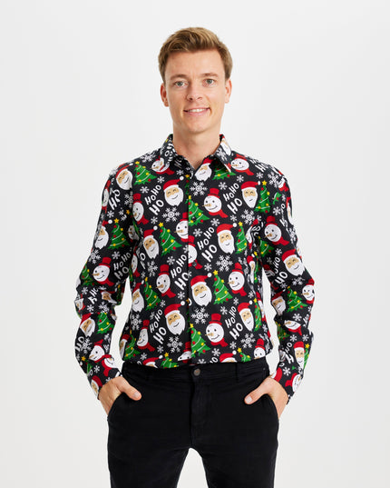 Chemise de Noël noire - Style festif