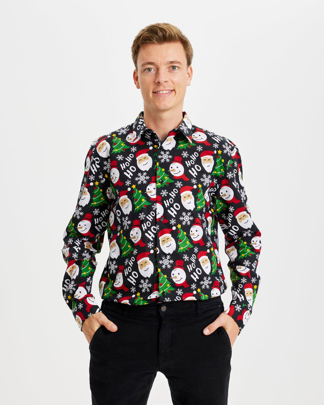 Chemise de Noël noire - Style festif
