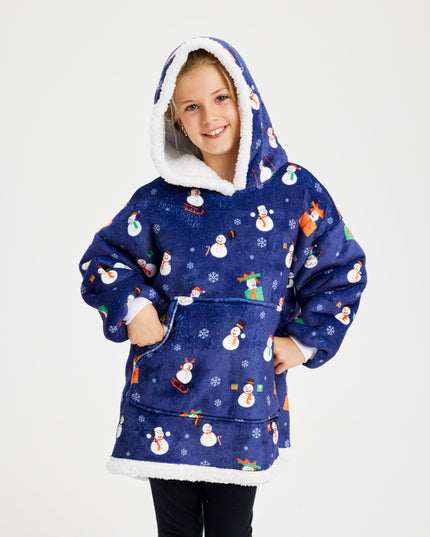Sweat à capuche Dreamhoodie Bonhomme de neige - Bleu - Enfants