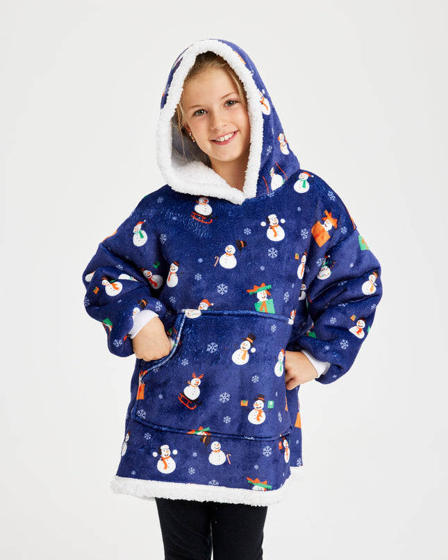 Sweat à capuche Dreamhoodie Bonhomme de neige - Bleu - Enfants