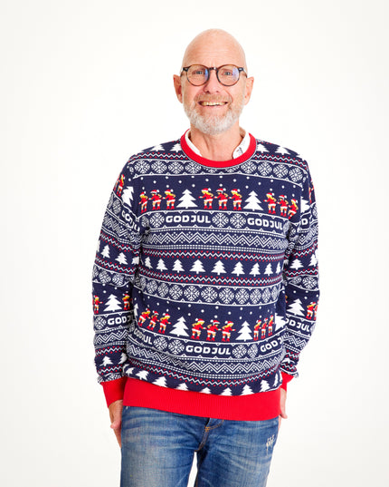 Pull bleu marine « Joyeux Noël » pour homme