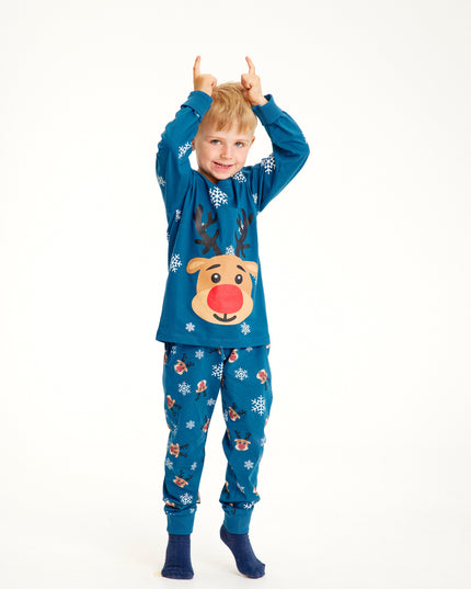 Pyjama de Noël bleu Rudolph pour enfants - Un favori des familles