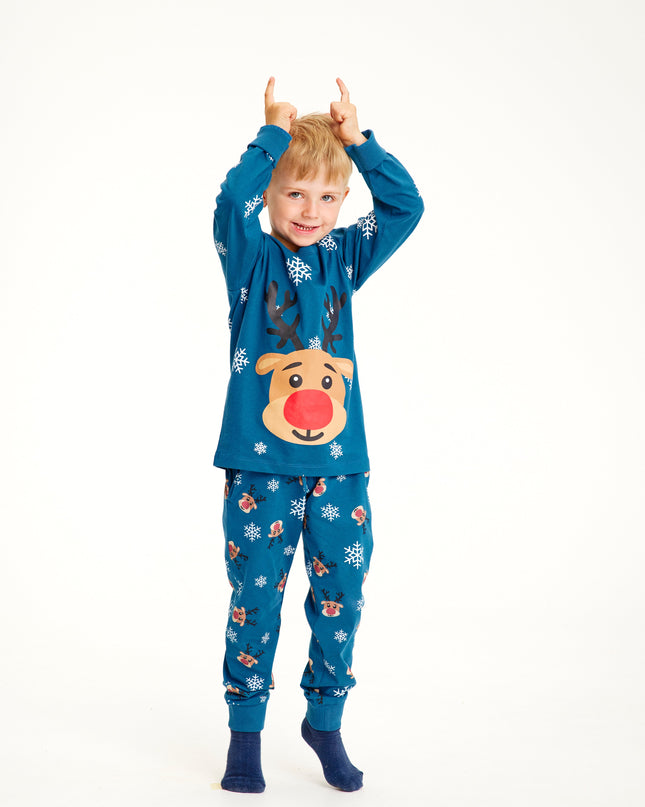 Pyjama de Noël bleu Rudolph pour enfants - Un favori des familles