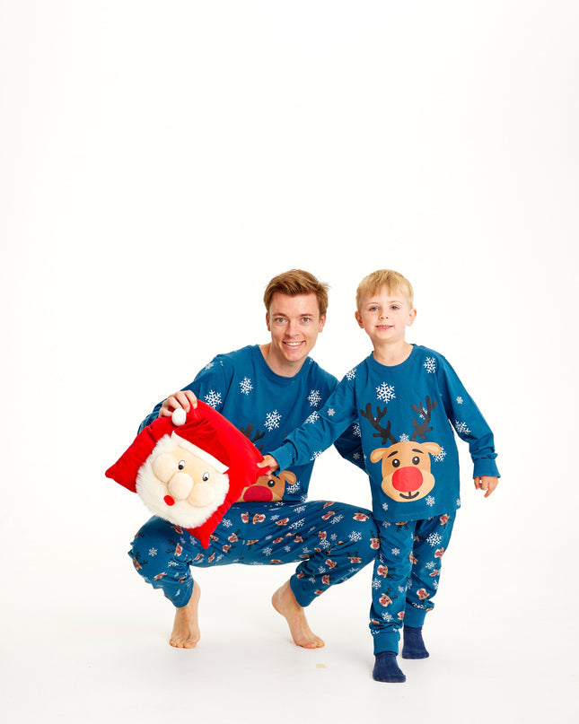 Pyjama de Noël bleu Rudolph pour enfants - Un favori des familles