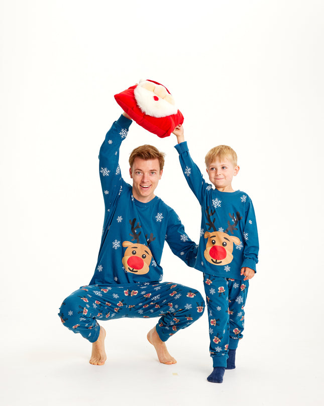 Pyjama de Noël bleu Rudolph pour enfants - Un favori des familles
