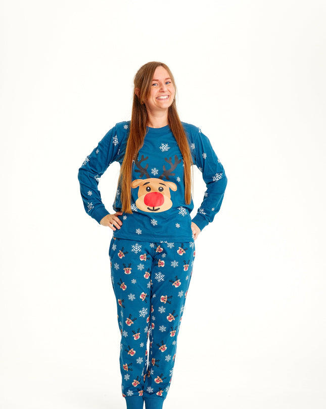 Pyjama de Noël Rudolf Blue - Femme