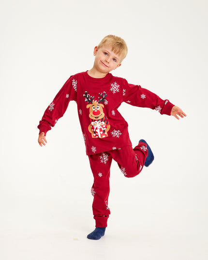 Pyjamas de Noël rouges mignons de Rudolf pour enfants