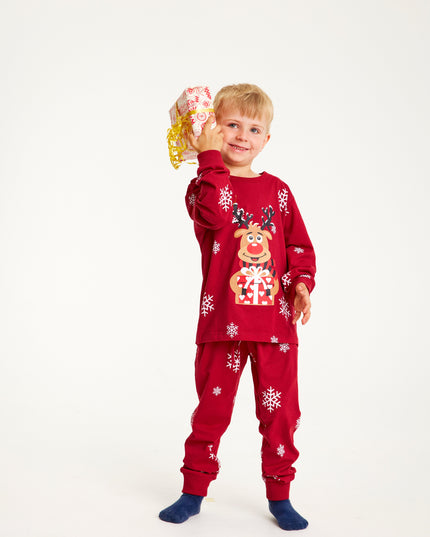 Pyjamas de Noël rouges mignons de Rudolf pour enfants